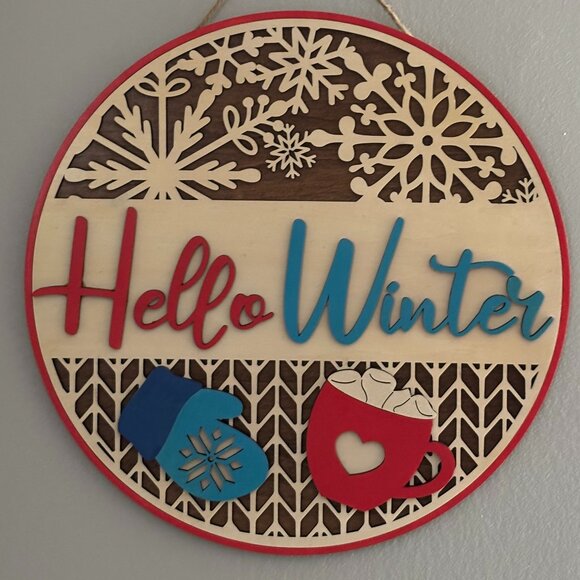 ❄️ Hello Winter Wooden Sign – Cozy Handmade Seasonal Door Décor - Picture 1 of 1